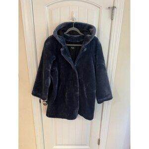 Vintage Dennis Basso Faux Fur Hooded Coat With Hook Closure‎ Pockets Sz Small